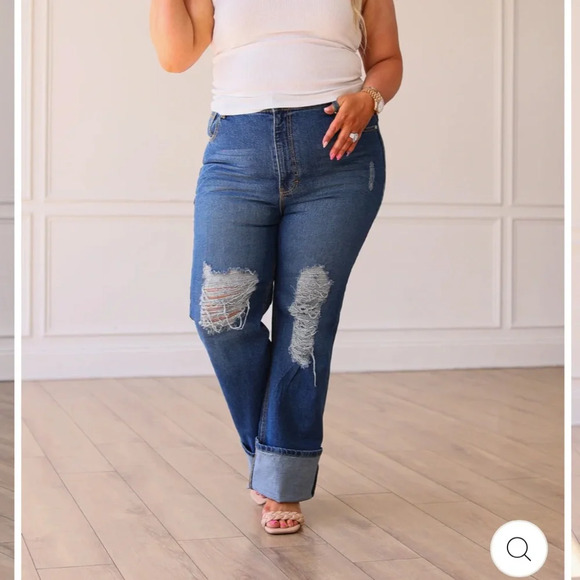 NWT Grace & Emma Mid Rise Chloe Straight Leg Distressed Denim Jeans Size 18 - Picture 1 of 14